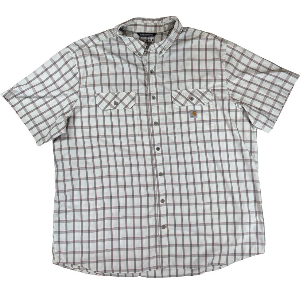 Carhartt Force Shirt Mens 3XLT Gray Plaid Button Up Fishing Hiking Work